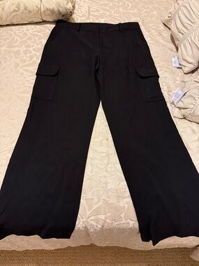 DKNY Black Wide-Leg Cargo Pants